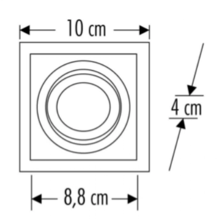 CATA Pars Beyaz-Siyah Kare Sıva Altı Spot GU-10 Duylu (Ampulsüz)