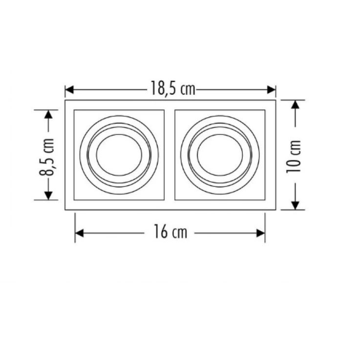 CATA Pars Beyaz-Siyah Kare Spot 2Li Sıva Altı GU-10 Duylu (Ampulsüz)