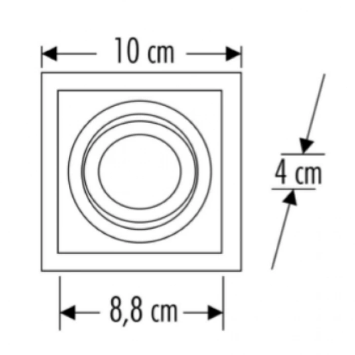 CATA Pars Satin-Siyah Kare Sıva Altı Spot GU-10 Duylu (Ampulsüz)