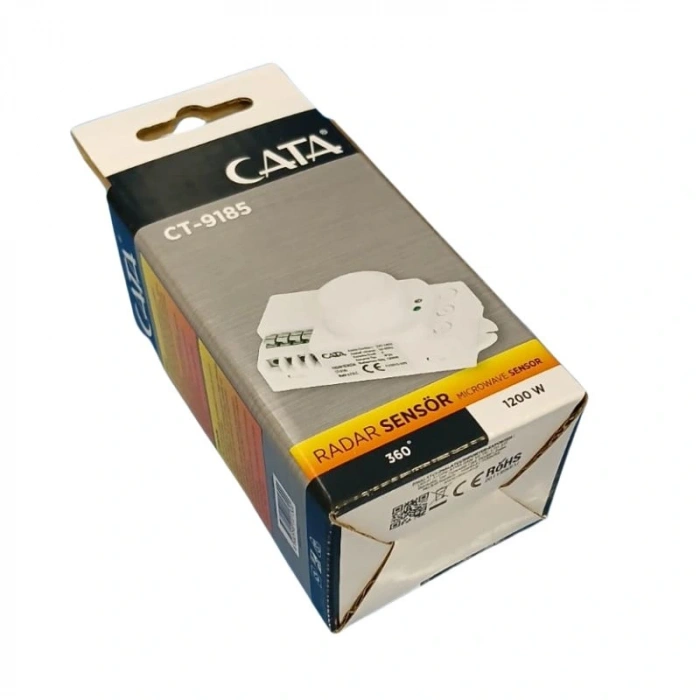 CATA Radar Hareket Sensörü 1200w (RF Sensör Tipi) Açı 360 Derece Işık Süre ve Mesafe Ayarlı Sensör