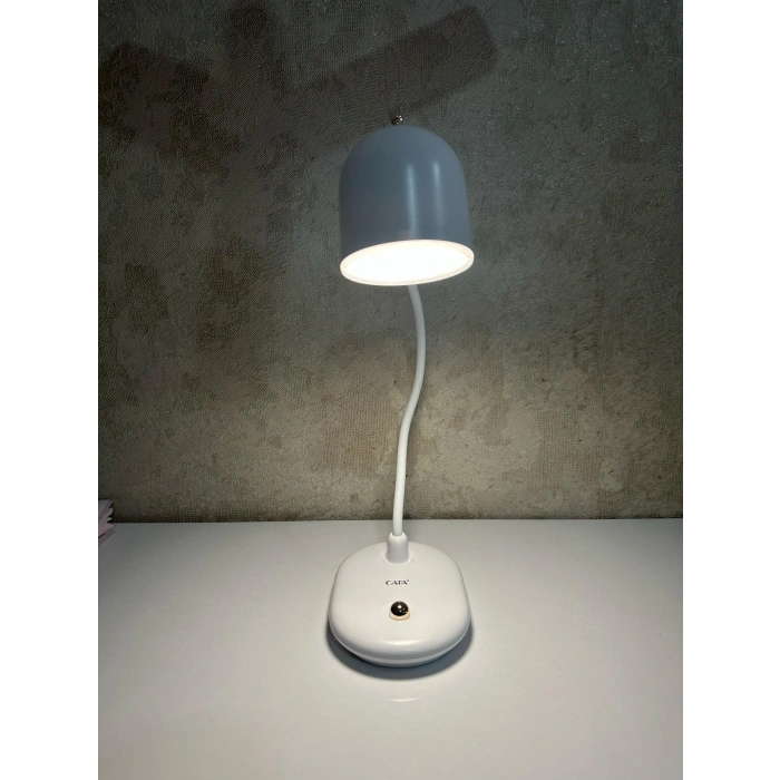 CATA Şarjlı Ledli BERLİN Masa Lambası BEYAZ 3 Renk Işık Abajur (Beyaz 6500k / Kırık Beyaz 4000k / Günışığı (Sarı)3200k)