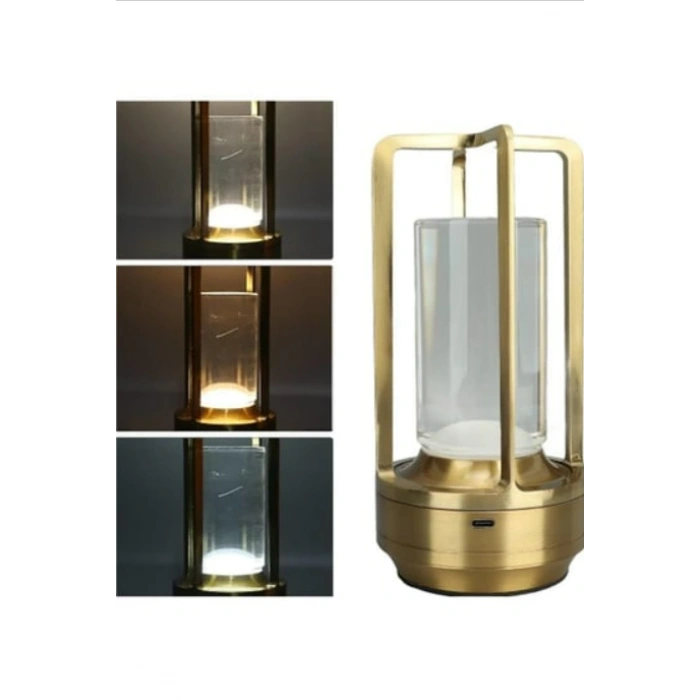 CATA Şarjlı Ledli VEGAS Masa Lambası GOLD 3 Renk Işık Abajur