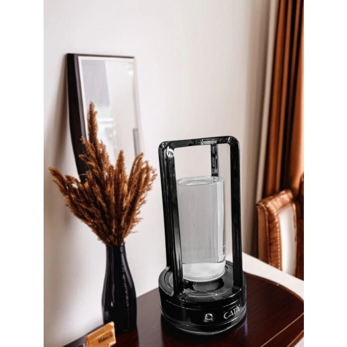 CATA Şarjlı Ledli VEGAS Masa Lambası SİYAH 3 Renk Işık Abajur