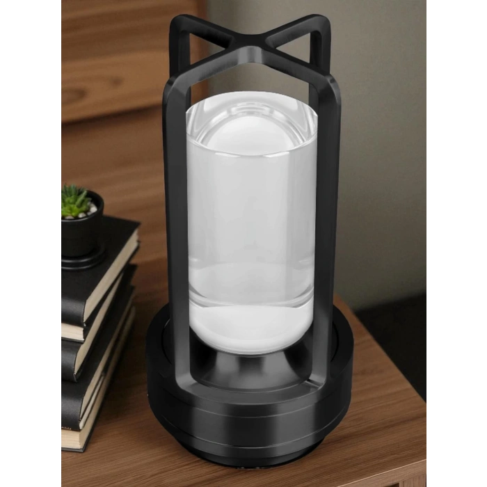 CATA Şarjlı Ledli VEGAS Masa Lambası SİYAH 3 Renk Işık Abajur