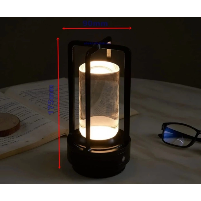 CATA Şarjlı Ledli VEGAS Masa Lambası SİYAH 3 Renk Işık Abajur