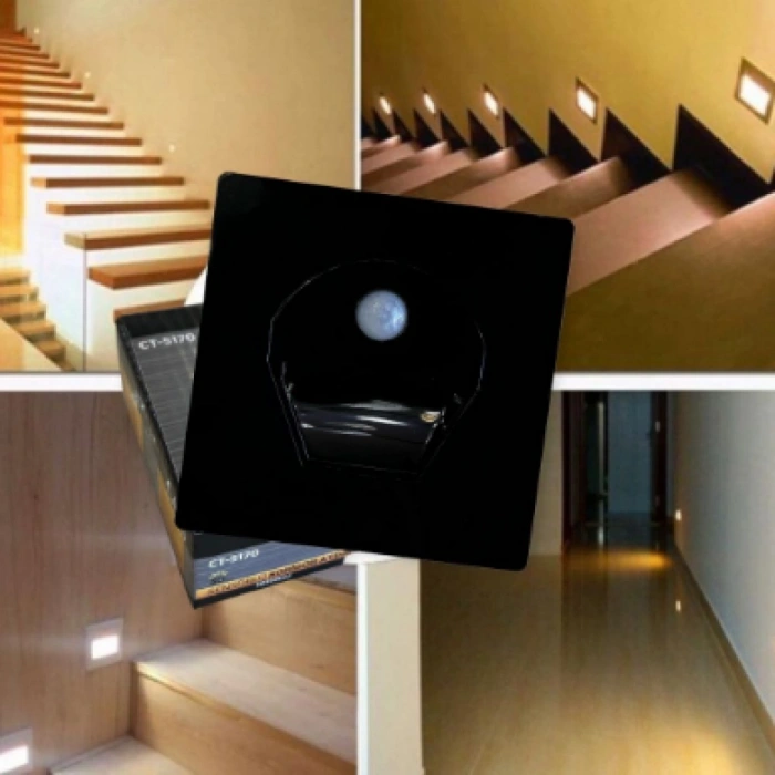 CATA Sensörlü Koridor Aydınlatma Siyah 3000K Günışığı