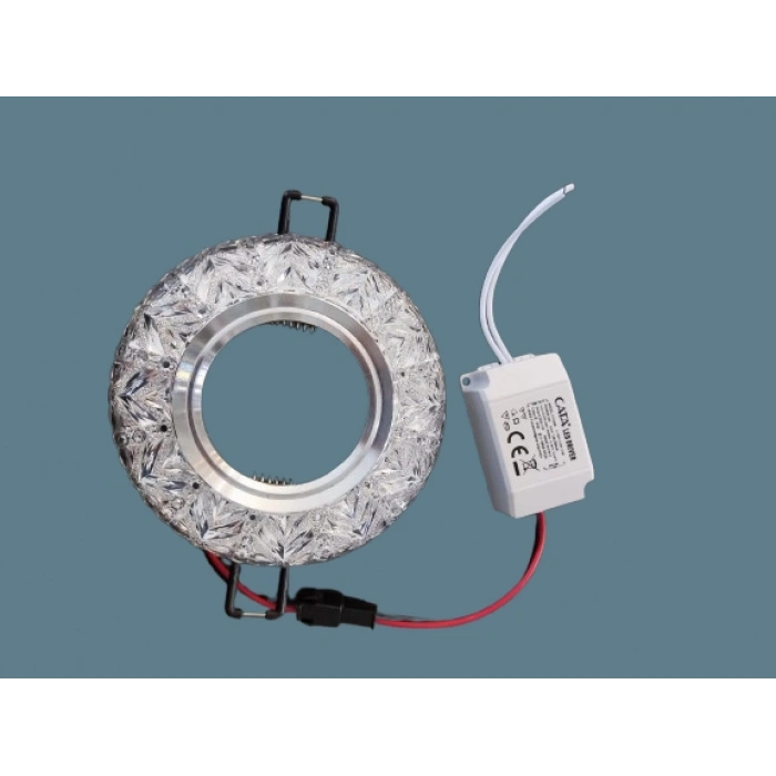 CATA Sim Dekoratif Cam Spot Yuvarlak Kristal Krom 3w Efektli 4000K GU10 (Duy Ampul Hariç)