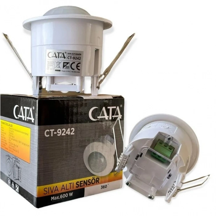 CATA Sıva Altı Hareket Sensörü 360 Derece Görüş Açılı 600 Watt
