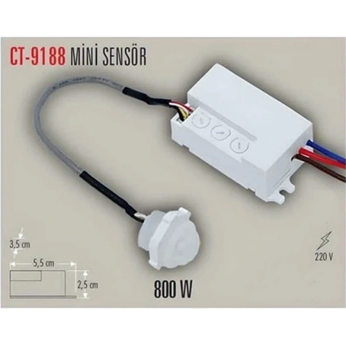 CATA Sıva Altı Mini Hareket Sensörü 360 Derece Görüş Açılı 1200W