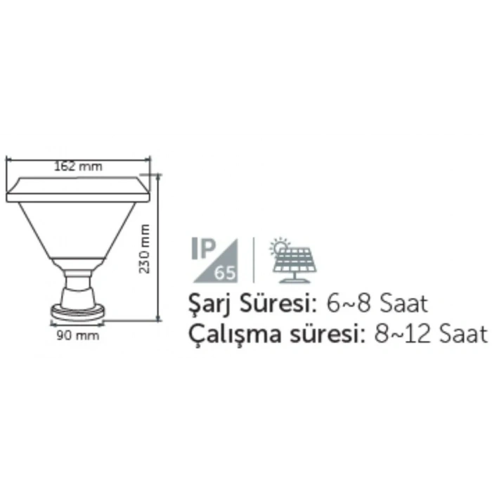 CATA 30w BEYAZ Işık Solar Güneş Enerjili Şarjlı Set Üstü Armatür 6500k 200lm