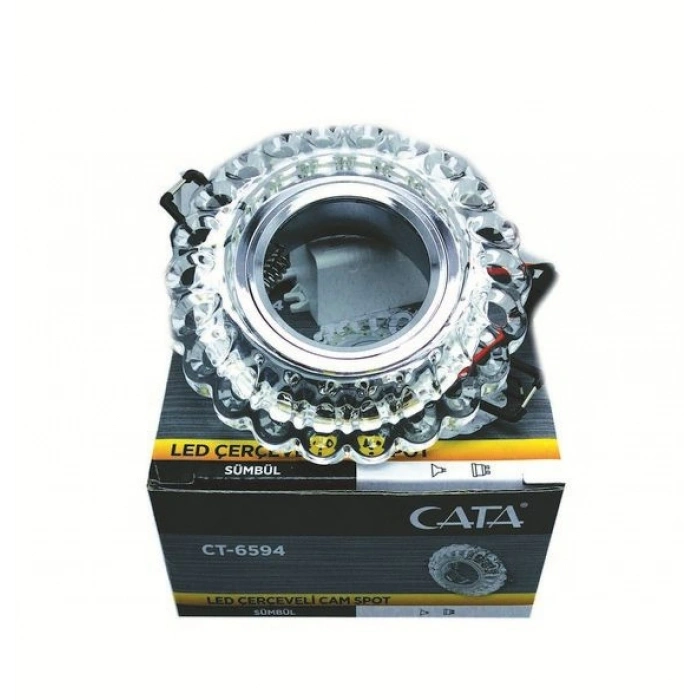 CATA Sümbül Dekoratif Cam Spot Yuvarlak Kristal Krom 3w Efektli 4000K GU10 (Duy Ampul Hariç)