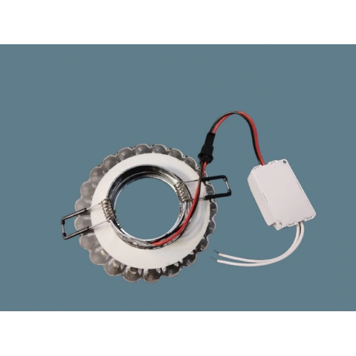 CATA Sümbül Dekoratif Cam Spot Yuvarlak Kristal Krom 3w Efektli 4000K GU10 (Duy Ampul Hariç)