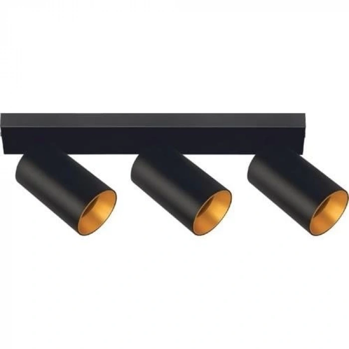 CATA Urartu Siyah 3Lü Sıva Üstü Hareketli Dekoratif Armatür 3xGU-10 (Ampulsüz)