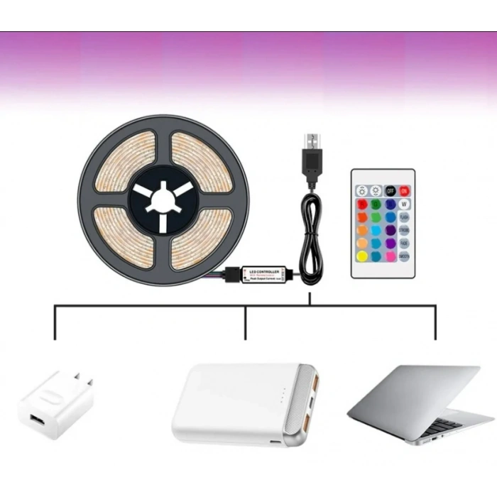 CATA USB Girişli Tv Arkası RGB Şerit Led Seti Kumandalı 3mt