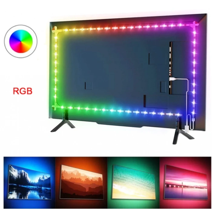 CATA USB Girişli Tv Arkası RGB Şerit Led Seti Kumandalı 3mt