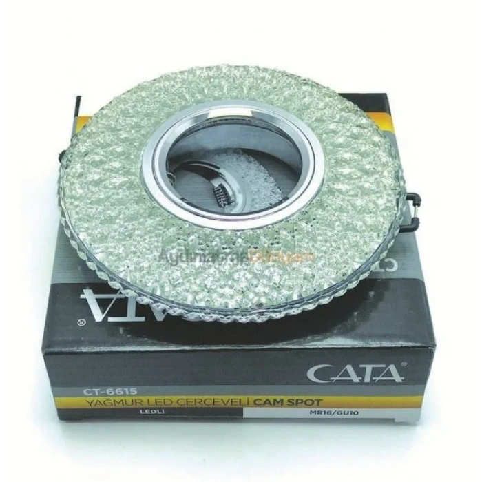 CATA Yağmur Dekoratif Cam Spot Yuvarlak Kristal Krom 3w Efektli 3000K GU10 (Duy Ampul Hariç)