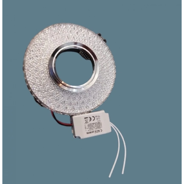 CATA Yağmur Dekoratif Cam Spot Yuvarlak Kristal Krom 3w Efektli 3000K GU10 (Duy Ampul Hariç)