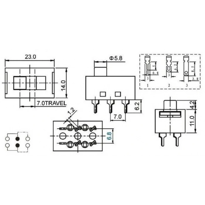 ÇETİNLER Sürgülü Anahtar 6 Kontak 0-1 220v 8A