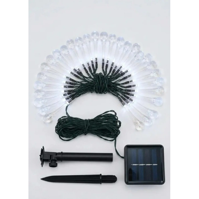 DAMLA Şekilli Solar Güneş Enerjili RGB 7mt Dış Mekan 50li Şeffaf Cam Süsleme Ledli IP65 (Karışık Renkli)