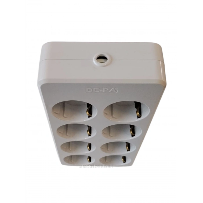 DEPA 8li Seyyar Topraklı Grup Priz Kablosuz Beyaz