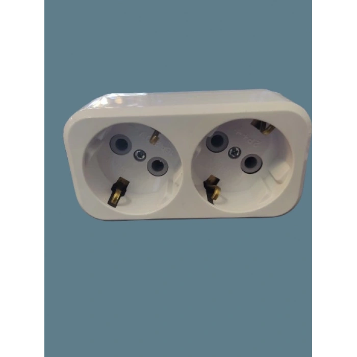 DEPA İkili 2li Golyat Topraklı Grup Priz Fiş Priz Beyaz