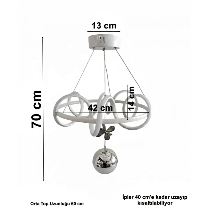 DMR Tek Toplu HALKA IŞILTISI Sarkıt Led Avize SİYAH Kasa Üç Renk 6500k/4000k/3000k (Beyaz /Sarı/Ilık Beyaz (Günışığı))