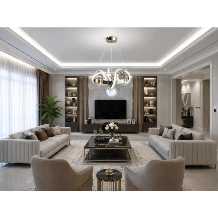 DMR 1 Toplu SARMAŞIK Sarkıt Led Avize ALTIN (Gold) Geniş Şerit Kasa Üç Renk 6500k/4000k/3000k (Beyaz /Ilık Beyaz/Sarı (Günışığı))