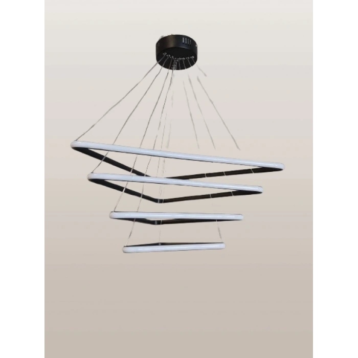 DMR 4 Katlı Üçgen Sarkıt Led Avize SİYAH Kasa Üç Renk 6500k/4000k/3000k (Beyaz /Ilık Beyaz/Sarı (Günışığı))