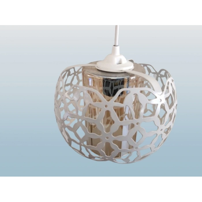 DMR Boyalı Yuvarlak Tekli Avize E-27 Beyaz