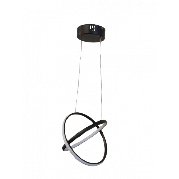 DMR Çapraz Çift Halka Sarkıt Led Avize SİYAH Kasa Üç Renk 6500k/4000k/3000k (Beyaz Ilık/Beyaz/Sarı (Günışığı)