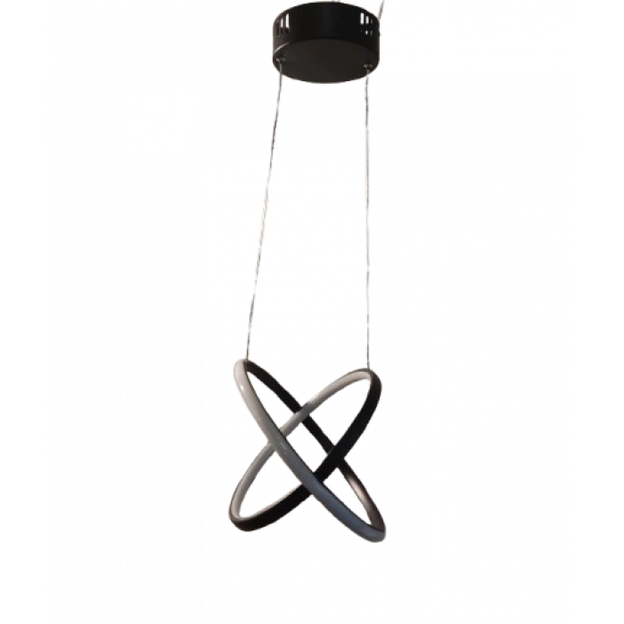 DMR Çapraz Çift Halka Sarkıt Led Avize SİYAH Kasa Üç Renk 6500k/4000k/3000k (Beyaz Ilık/Beyaz/Sarı (Günışığı)