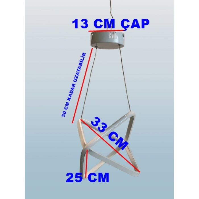 DMR Çapraz Çift Kare Sarkıt Led Avize BEYAZ Kasa Üç Renk 6500k/4000k/3000k (Beyaz /Ilık Beyaz/Sarı (Günışığı))