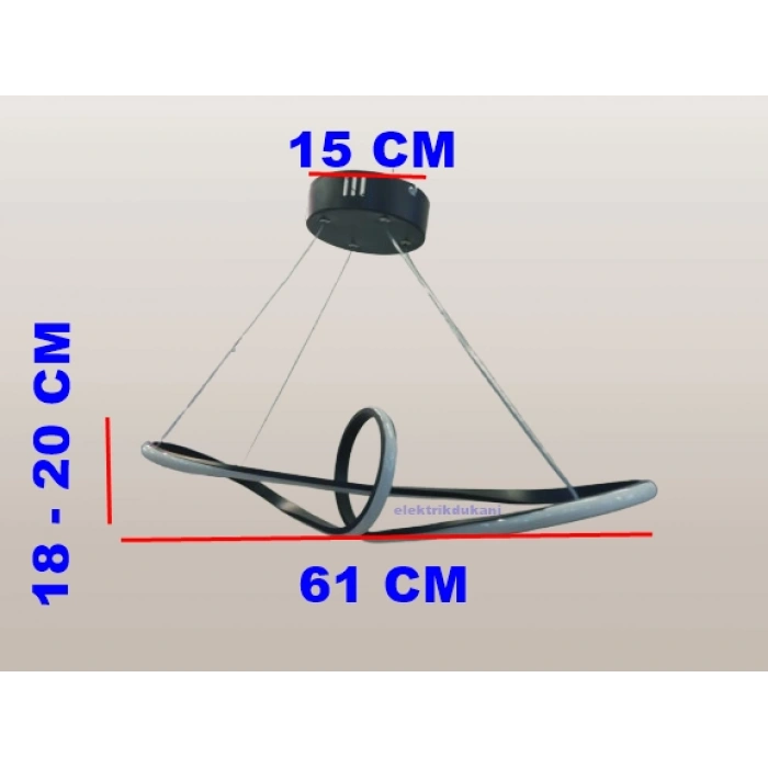 DMR Çemberli Papyon Sarkıt Led Avize SİYAH Kasa Üç Renk 6500k/4000k/3000k (Beyaz /Ilık Beyaz/Sarı (Günışığı))