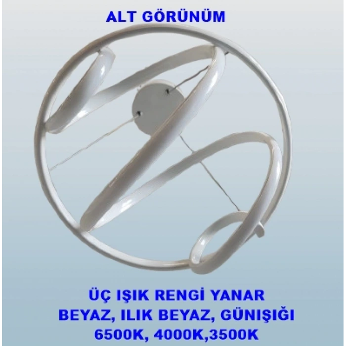 DMR Helezon Sarkıt Led Avize BEYAZ Kasa Üç Renk 6500k/4000k/3000k (Beyaz /Ilık Beyaz/Sarı (Günışığı))