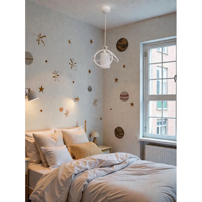 DMR Kardelen Camlı Tekli Avize E-27 BEYAZ