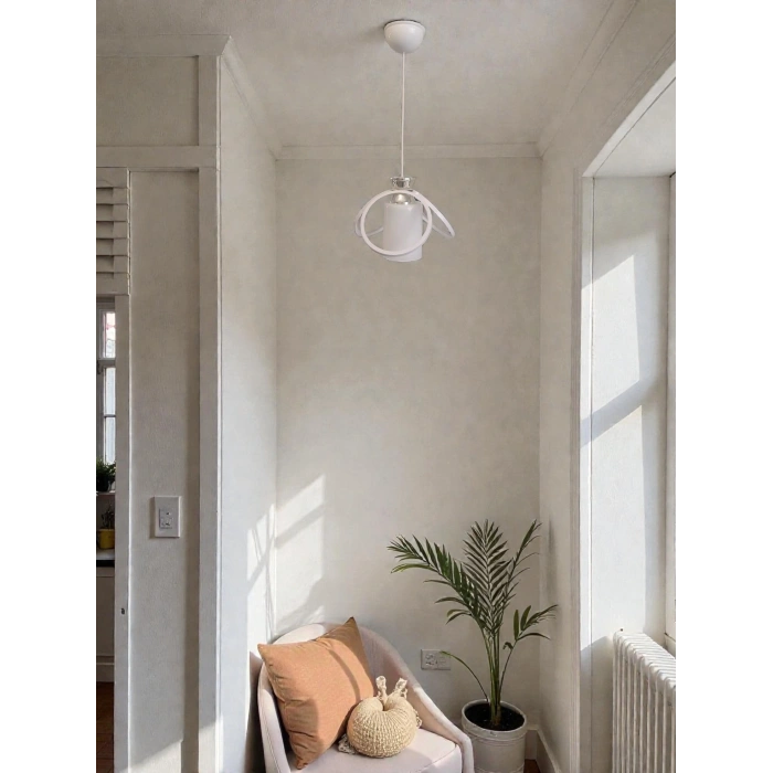 DMR Kardelen Camlı Tekli Avize E-27 BEYAZ