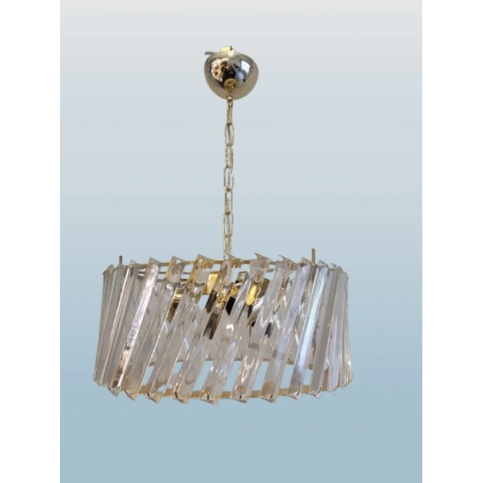 DMR Kristal Çapraz Taşlı GOLD Yuvarlak Üçlü Avize 3 x E-27 Duylu