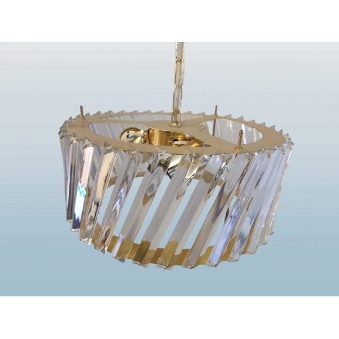 DMR Kristal Çapraz Taşlı GOLD Yuvarlak Üçlü Avize 3 x E-27 Duylu