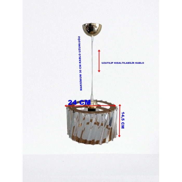 DMR Kristal Taşlı GOLD Büyük Yuvarlak Avize E-27 Duylu