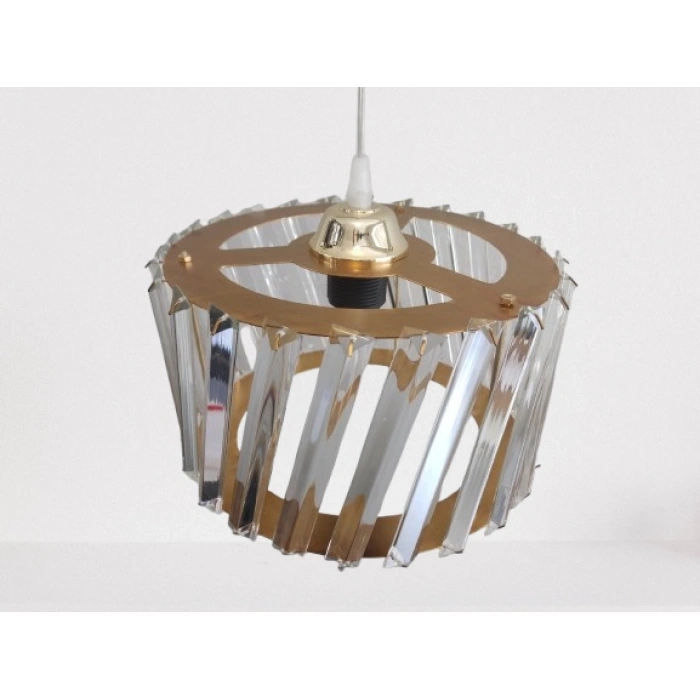 DMR Kristal Taşlı GOLD Büyük Yuvarlak Avize E-27 Duylu