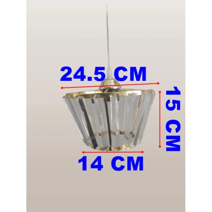 DMR Kristal Taşlı Konik GOLD Büyük Yuvarlak E-27 Duylu