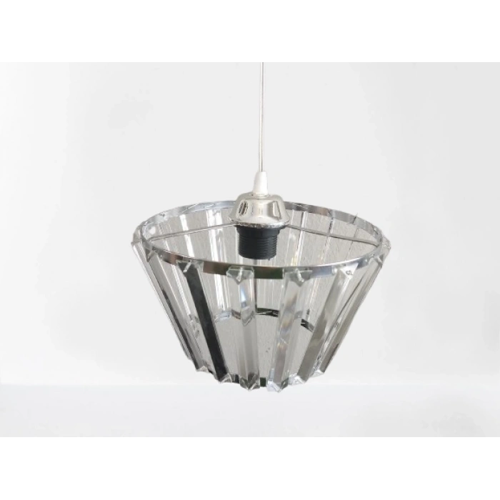 DMR Kristal Taşlı Konik KROM Büyük Yuvarlak E-27 Duylu