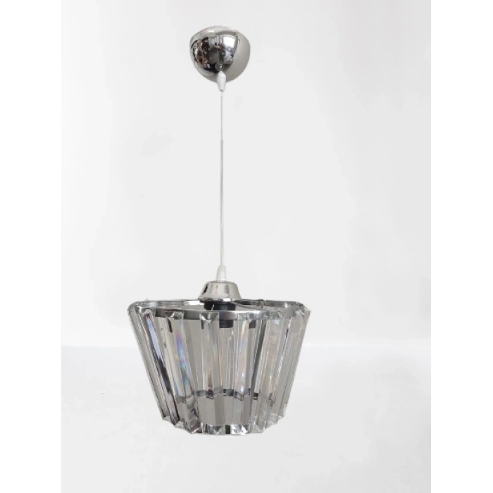 DMR Kristal Taşlı Konik KROM Büyük Yuvarlak E-27 Duylu