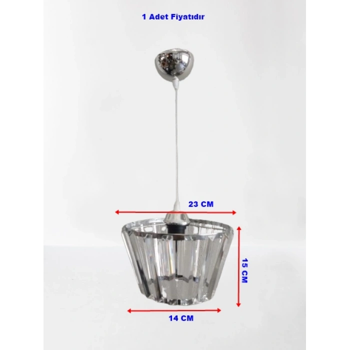 DMR Kristal Taşlı Konik KROM Büyük Yuvarlak E-27 Duylu