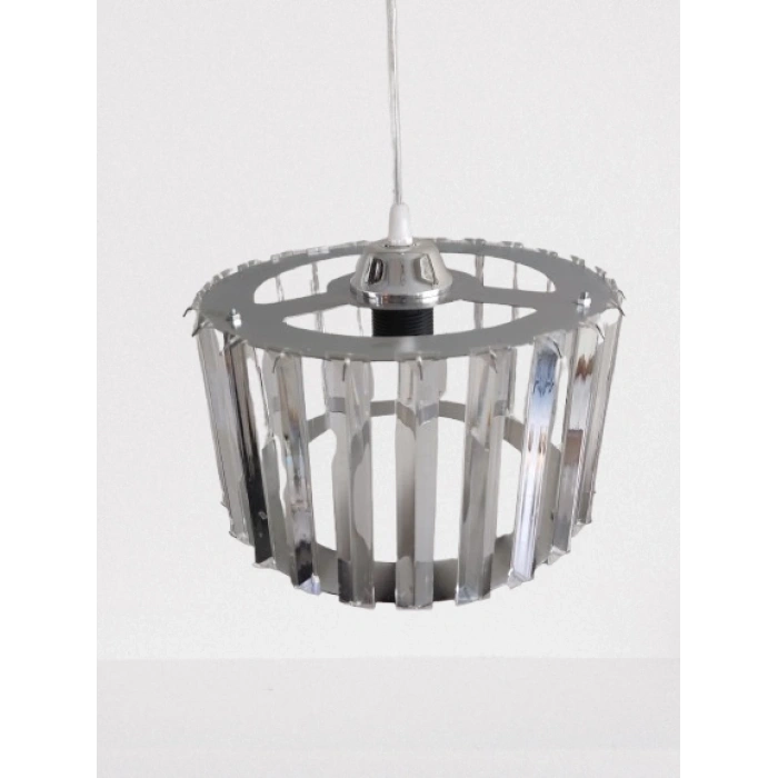 DMR Kristal Taşlı KROM Büyük Yuvarlak  Avize E-27 Duylu