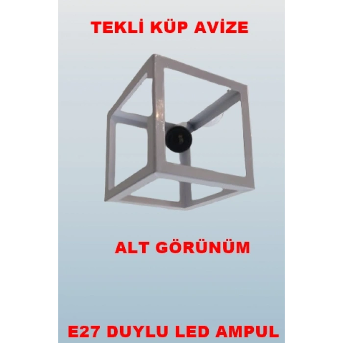 DMR Küp Çember Tekli Avize E-27 Beyaz