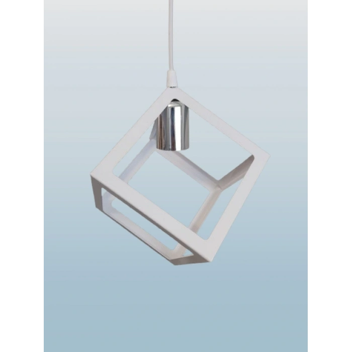 DMR Küp Çember Tekli Avize E-27 Beyaz