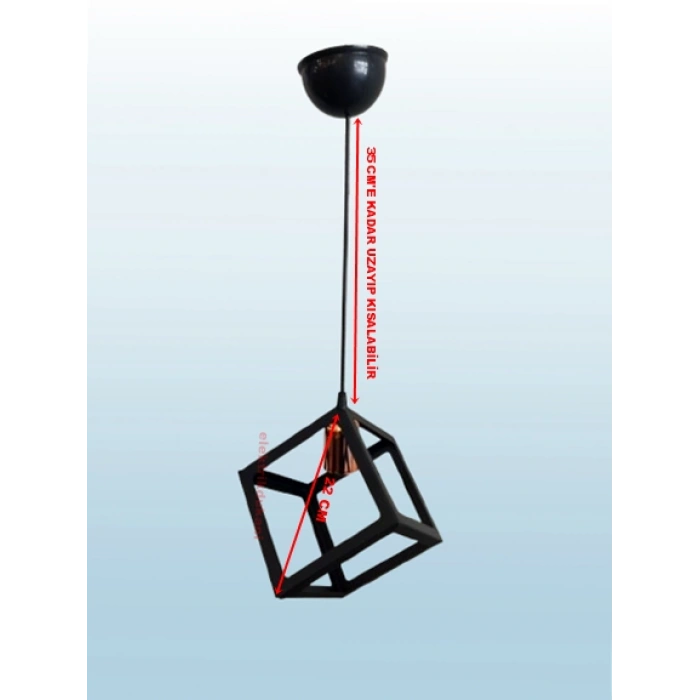 DMR Küp Çember Tekli Avize E-27 Siyah