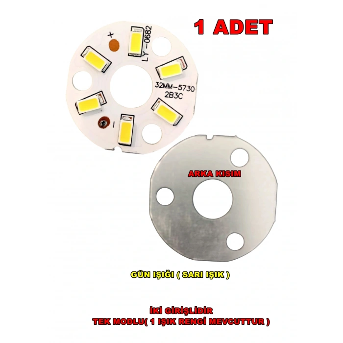 DMR Ledli Avizeler İçin 32mm Yuvarlak PCB Alüminyum Levha Üzerine Dizgi SMD Led 2 Kablolu GÜNIŞIĞI 3500k