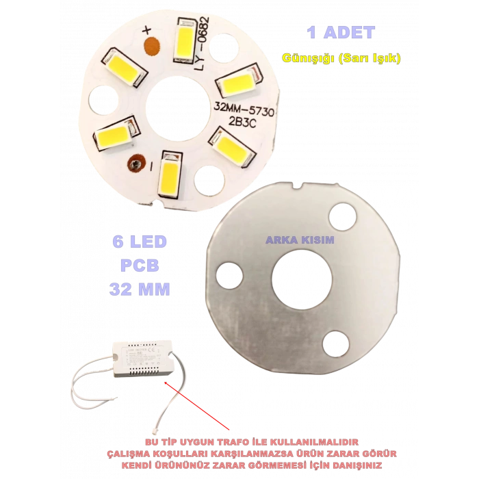 DMR Ledli Avizeler İçin 32mm Yuvarlak PCB Alüminyum Levha Üzerine Dizgi SMD Led 2 Kablolu GÜNIŞIĞI 3500k
